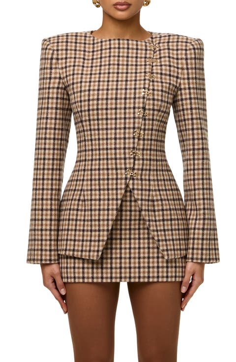 Micro Plaid Fitted Blazer
