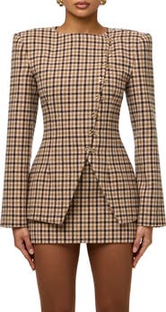 Naked Wardrobe Micro Plaid Fitted Blazer