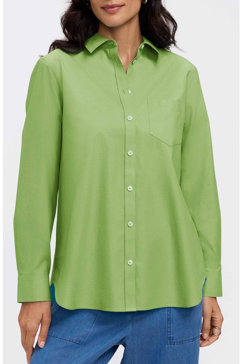 Non-Iron Boyfriend Button-Up Shirt, Main, color, MOJITO GREEN