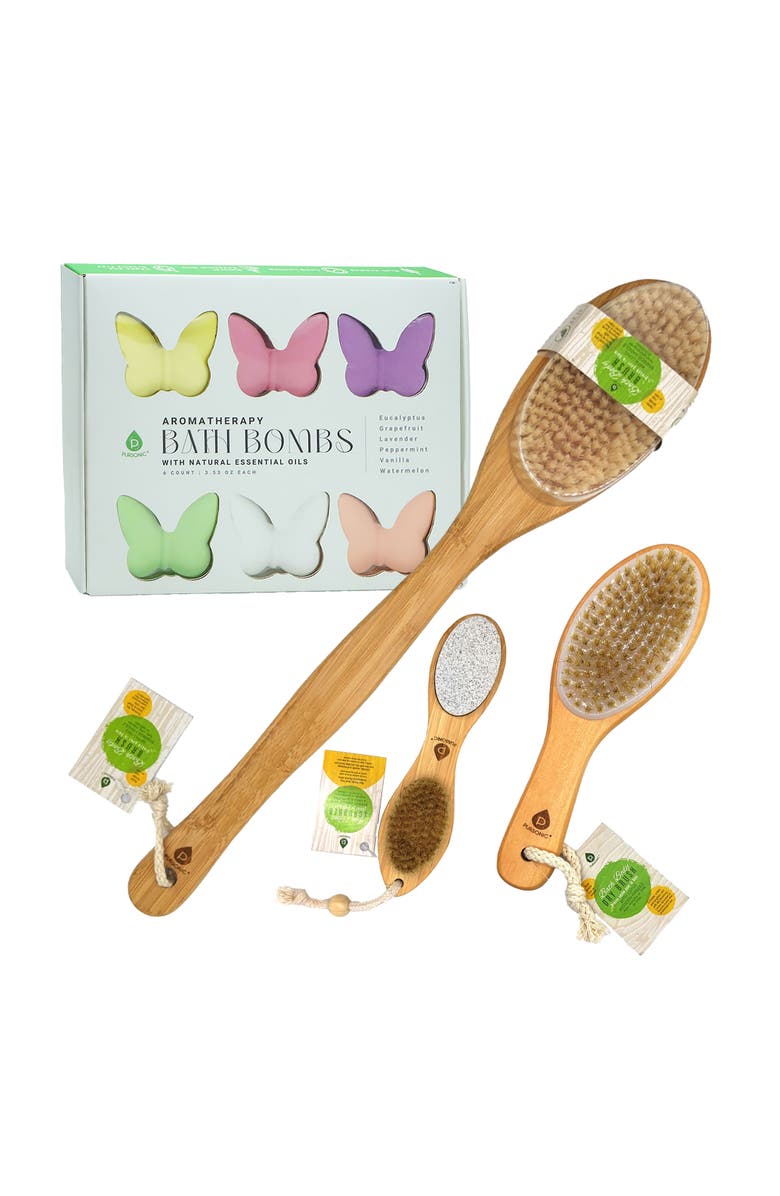 PURSONIC Aromatherapy Bath Bombs & Spa Brush Bundle - Relax, Refresh & Rejuvenate Naturally, Main, color, Multicolor