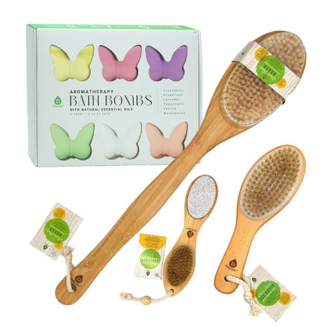 Aromatherapy Bath Bombs & Spa Brush Bundle - Relax, Refresh & Rejuvenate Naturally