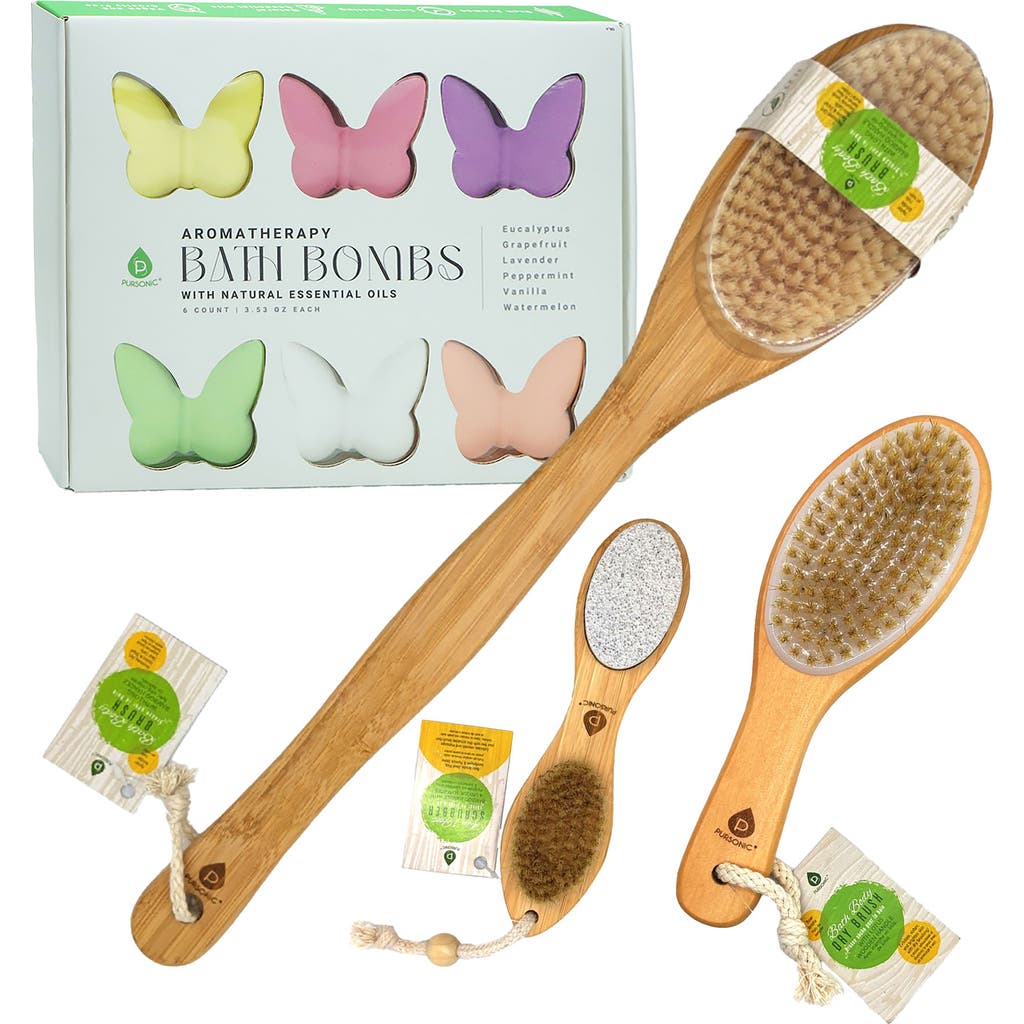 Pursonic Aromatherapy Bath Bombs & Spa Brush Bundle