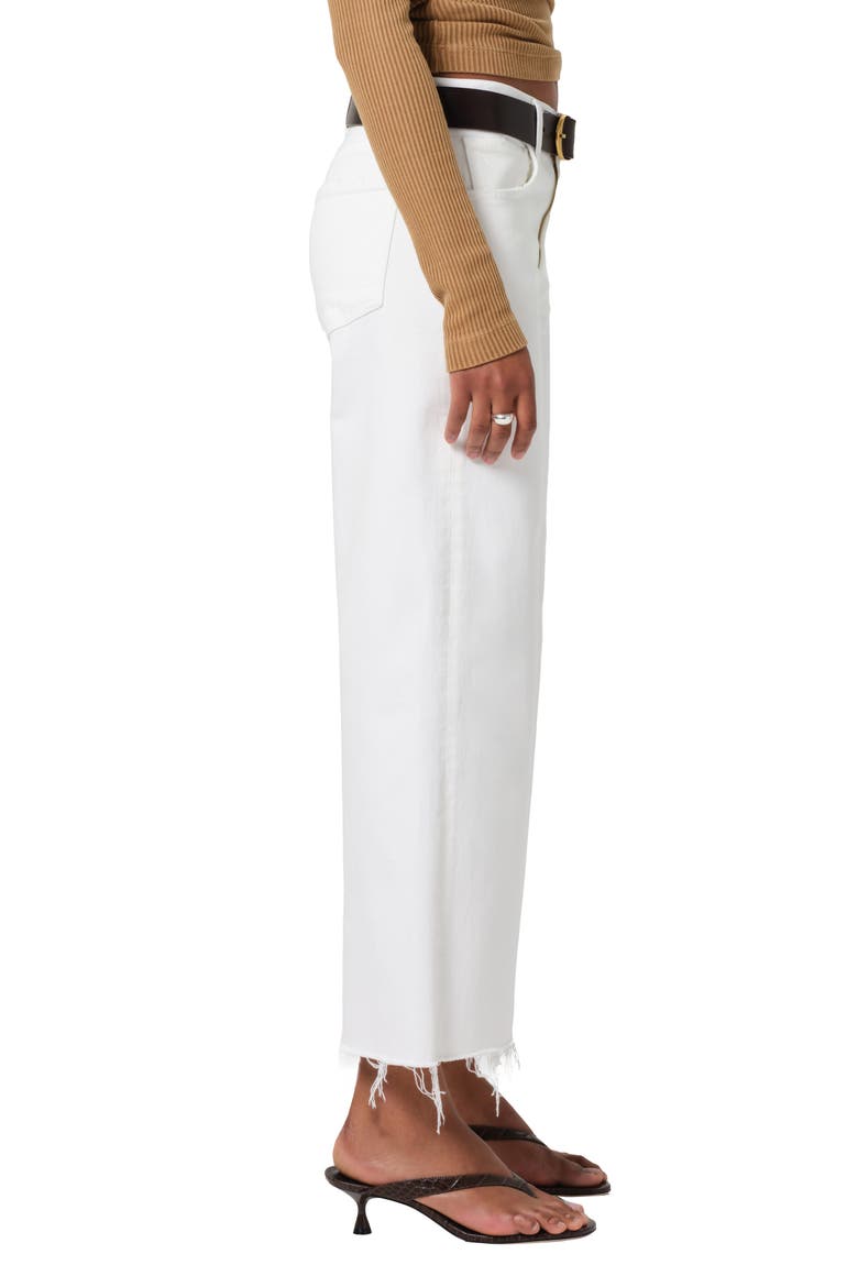 Lyra Raw Hem High Waist Crop Wide Leg Jeans, Alternate, color, SOFT WHITE