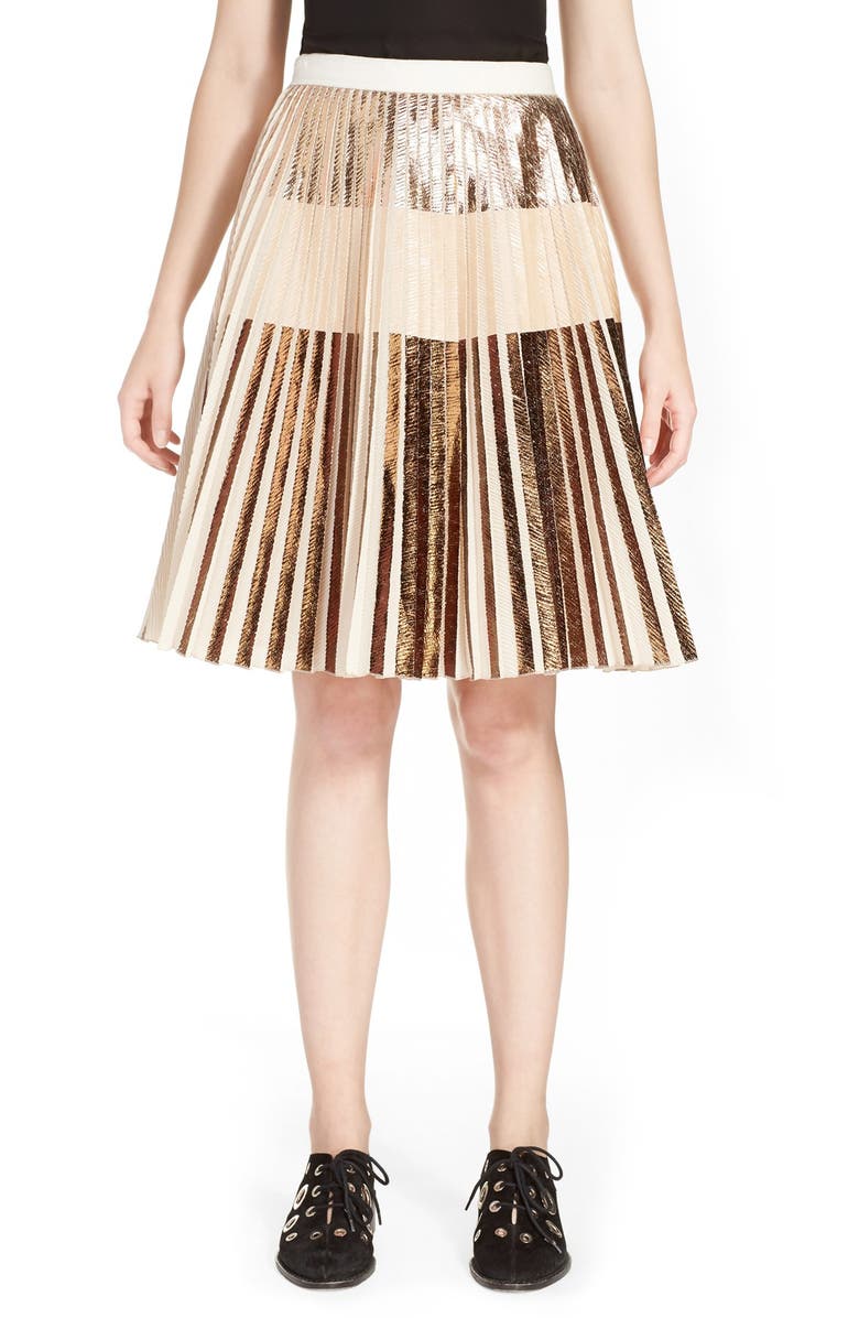 Proenza Schouler Proenza Schouler Knife Pleat Cloqué Skirt, Main, color, Rose Gold/ Nude/ Bronze