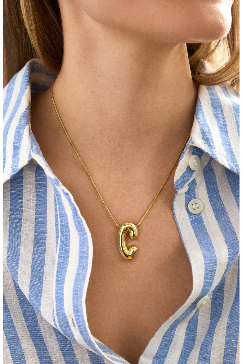 Bubble Initial Pendant Necklace, Alternate, color, CLEAR D