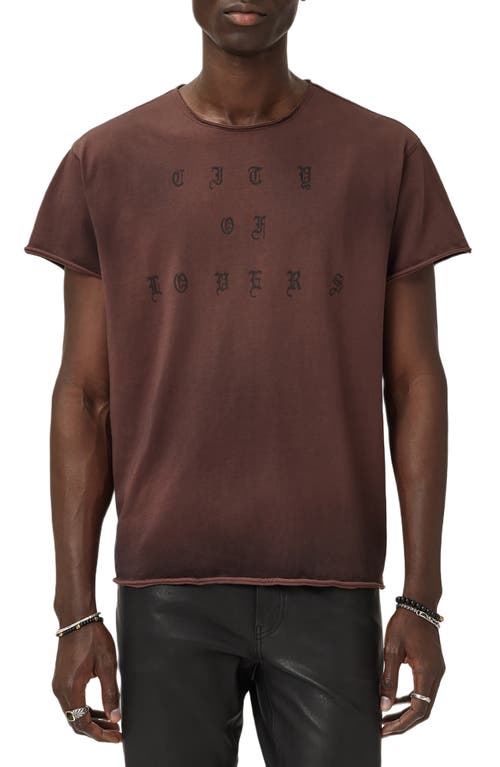 John Varvatos Raw Edge City Of Lovers Relaxed Fit Tee In Burgundy