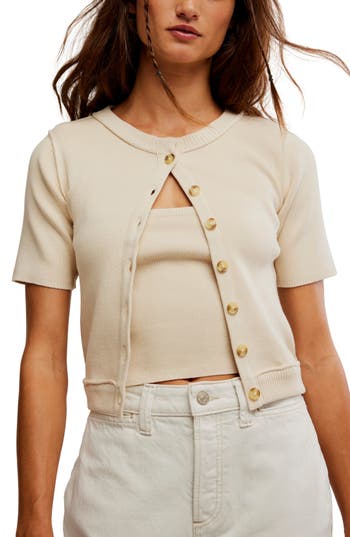 Free People Rib-knit Twosie Top In Sand
