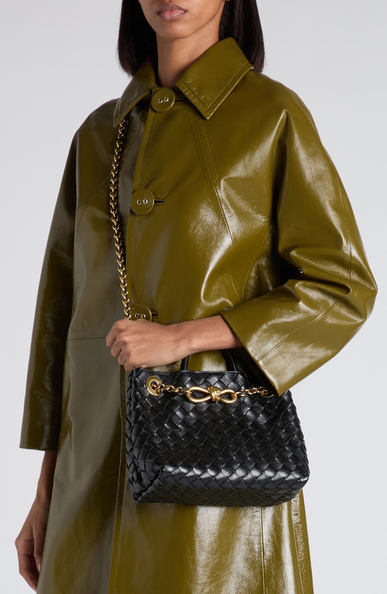 Bottega Veneta Small Andiamo Chain Leather Shoulder Bag, Alternate, color, 1019 Black-M Brass