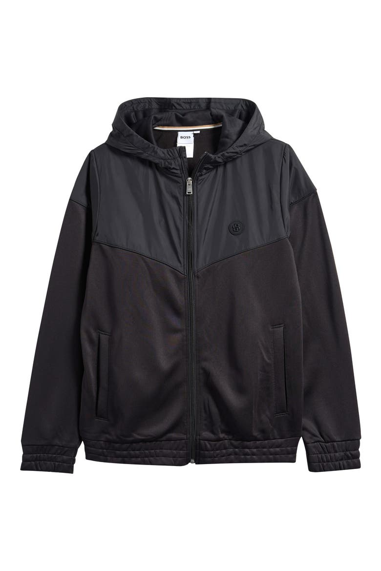 Kids' Mixed Media Jacket, Main, color, BLACK