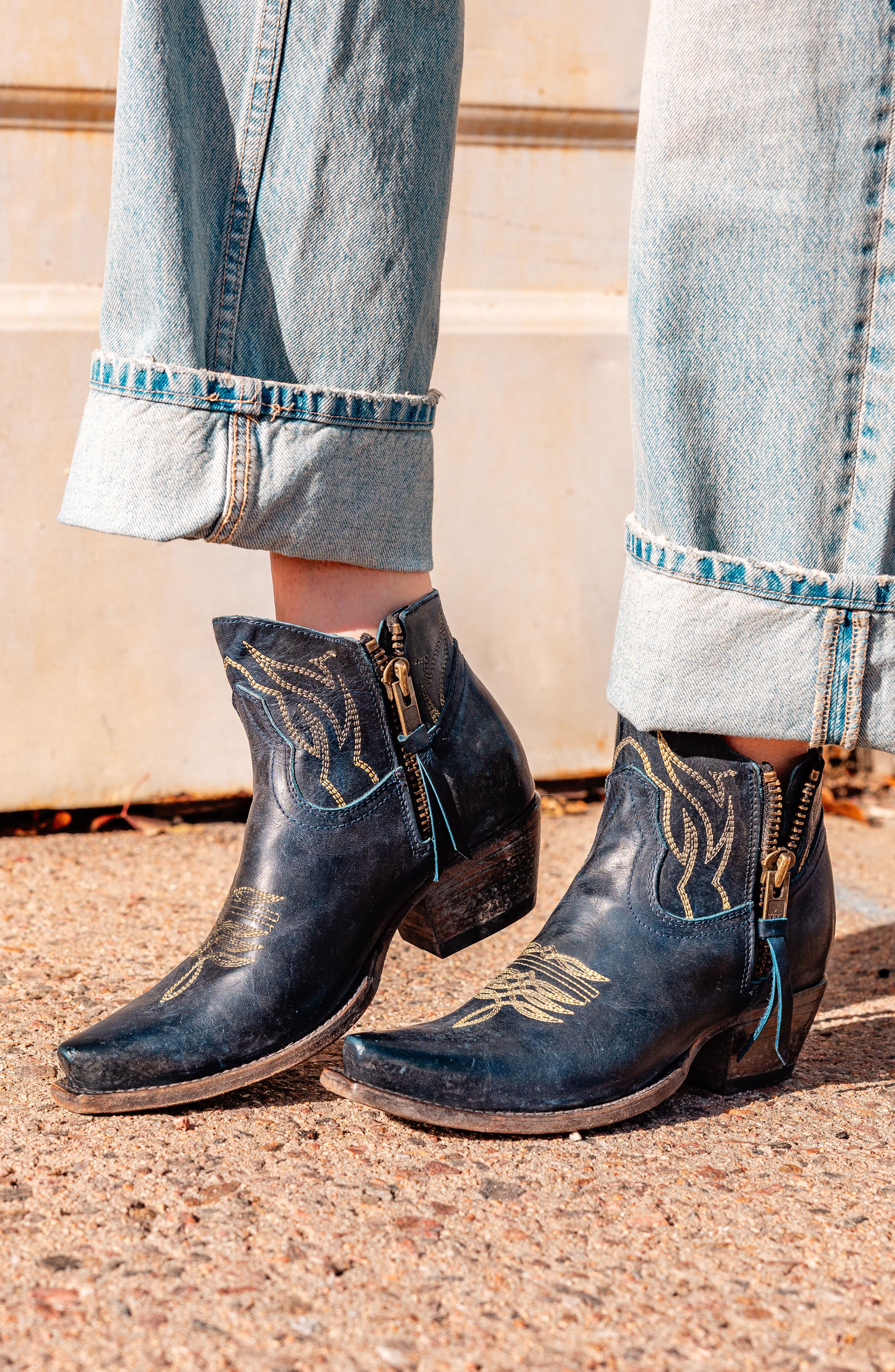 Wolfie Western Bootie, Alternate, color, BLUE