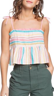 Roxy Stripe Cotton & Linen Blend Camisole