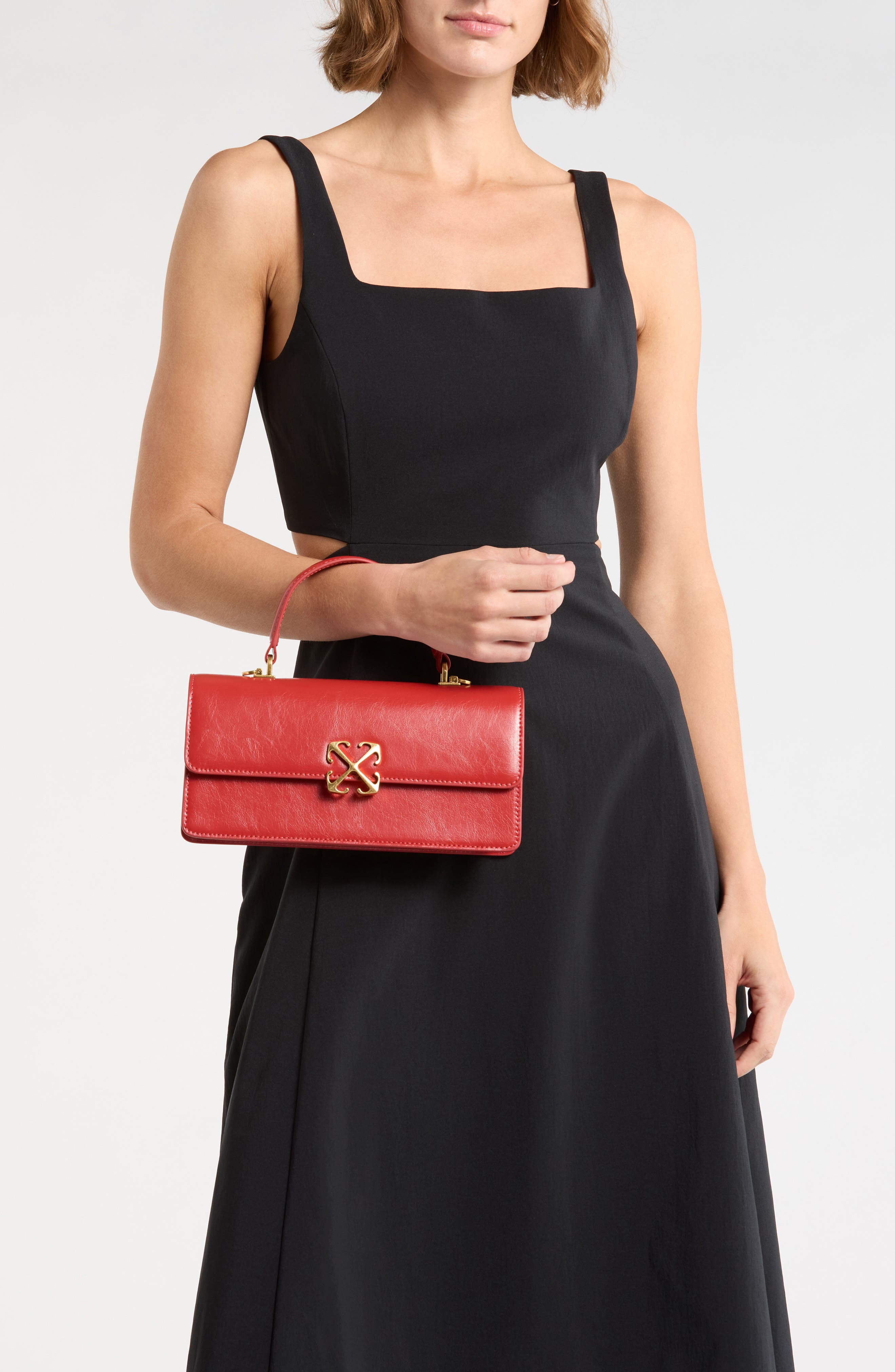 Jitney East/West Leather Shoulder Bag, Alternate, color, RED