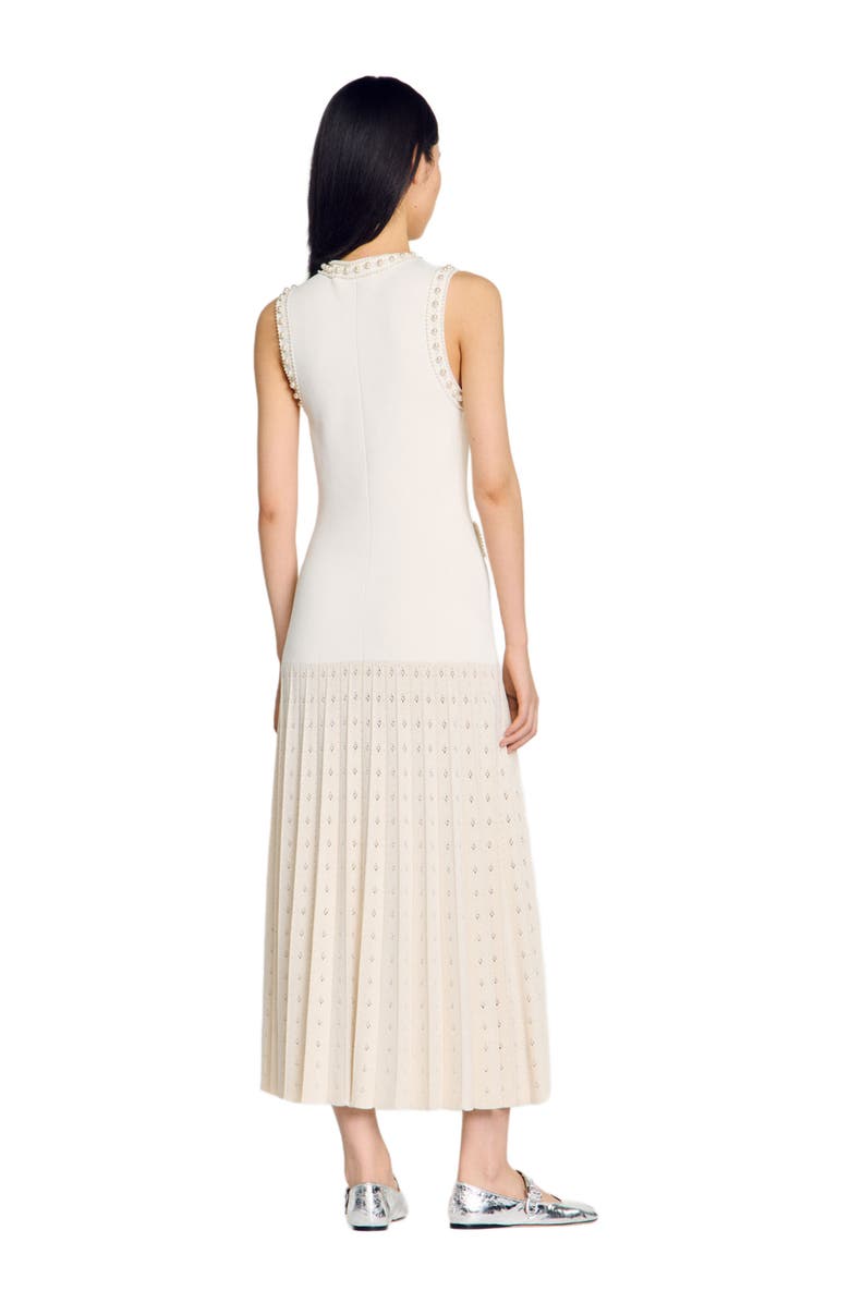 SANDRO Pearl bead knit maxi dress, Alternate, color, 