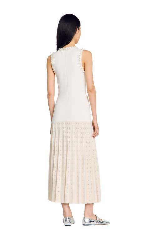 SANDRO SANDRO PEARL BEAD KNIT MAXI DRESS 