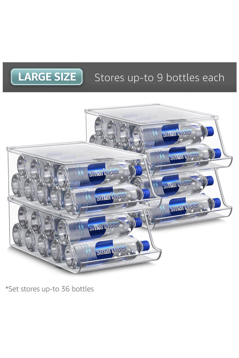 4-Pack Stackable Water Bottle Organizers, Alternate, color, CLEAR