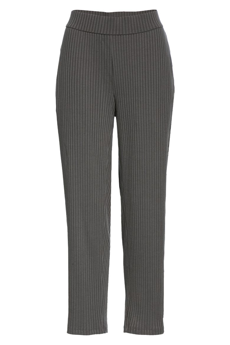 Tapered Rib Ankle Pants, Alternate, color, BLACK