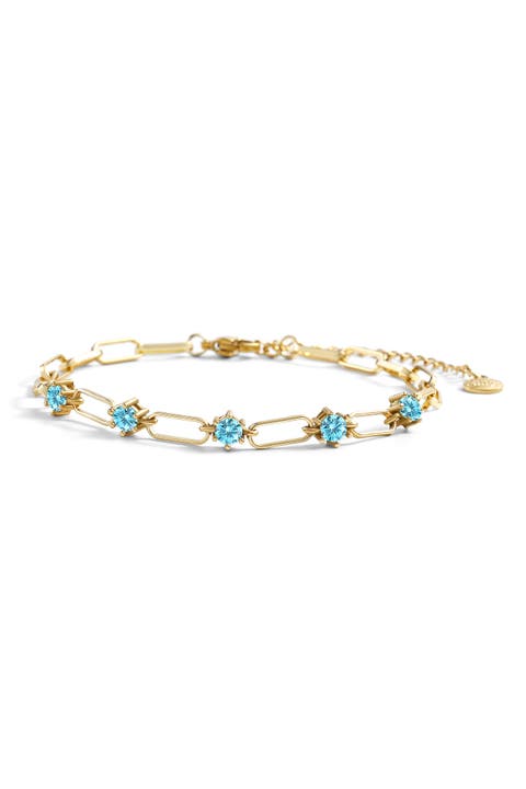Paperclip Bracelet with Gemstone Accents