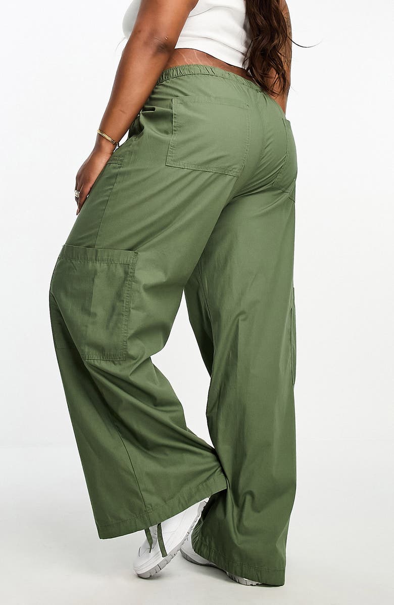 ASOS DESIGN Curve Pull-On Wide Leg Cotton Poplin Cargo Pants, Alternate, color, 