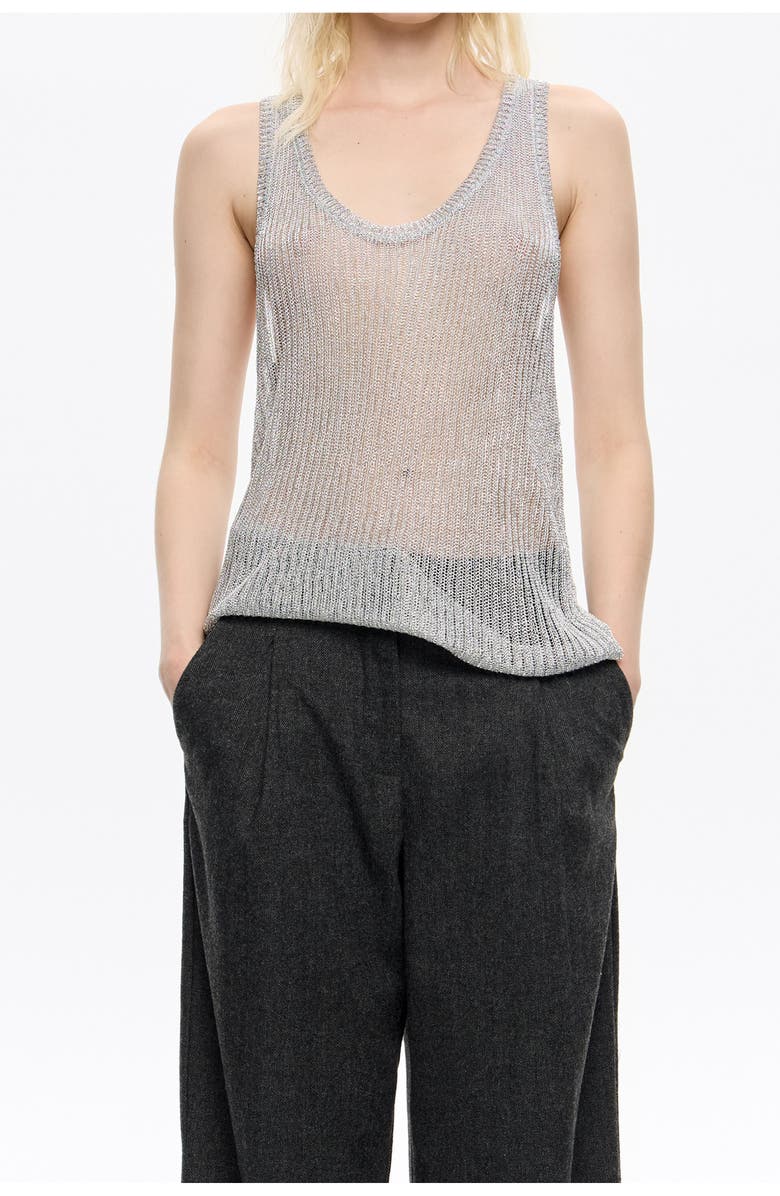 Bimba y Lola Lurex Knit Top, Main, color, Silver