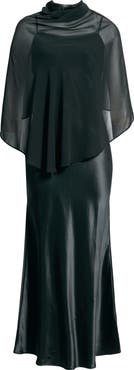 Reformation Lilibeth Silk Charmeuse Slipdress & Chiffon Cape Set