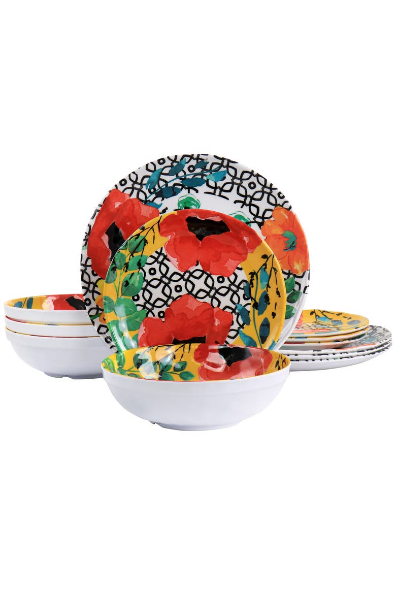 Grace 12 Piece Melamine Dinnerware Set, Main, color, Yellow