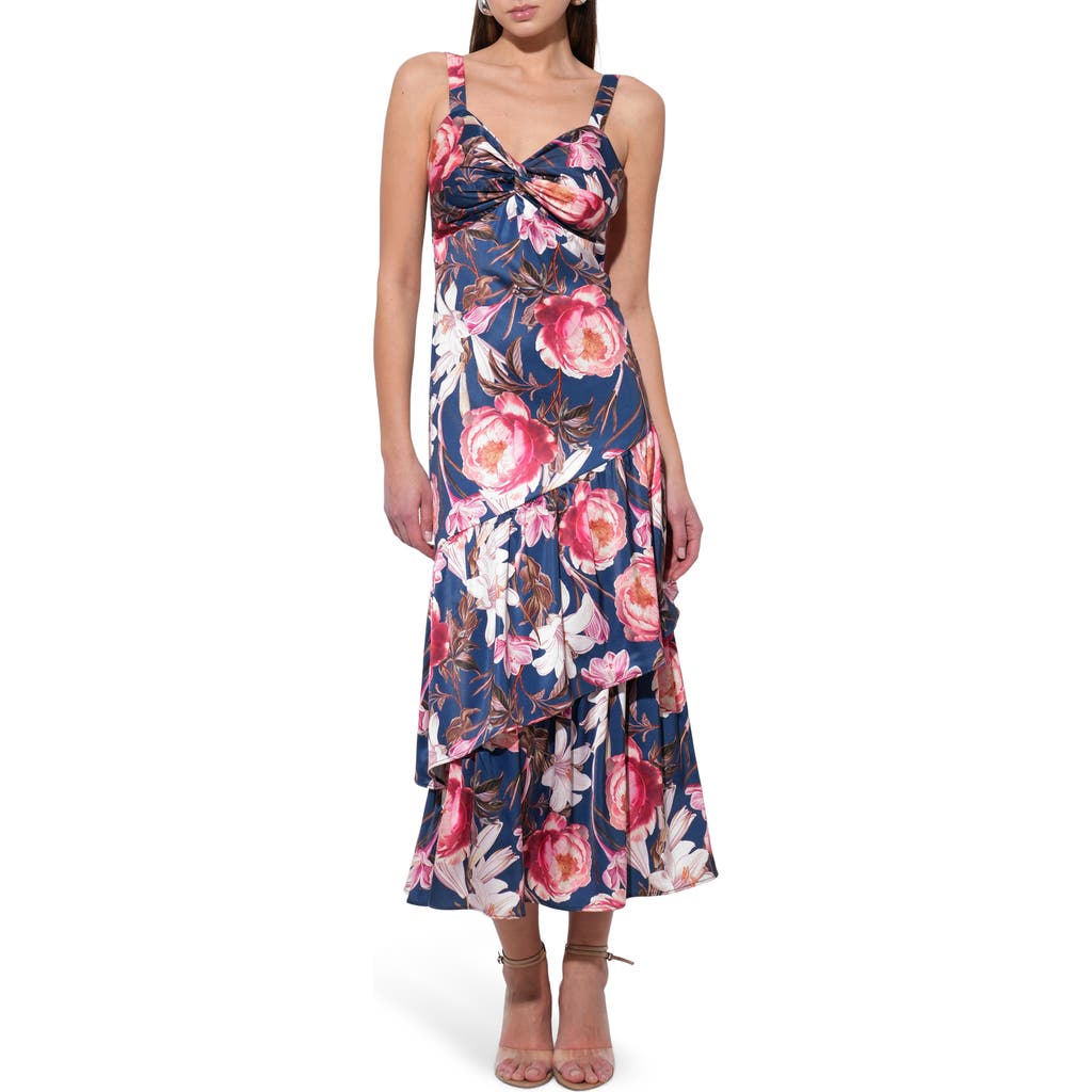 Adelyn Rae Dione Floral Tiered Ruffle Dress In Blue