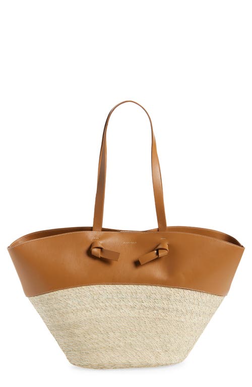 Altuzarra Large Knot Straw & Leather Tote In Brown