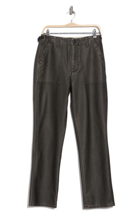 Washed Faux Leather Pants