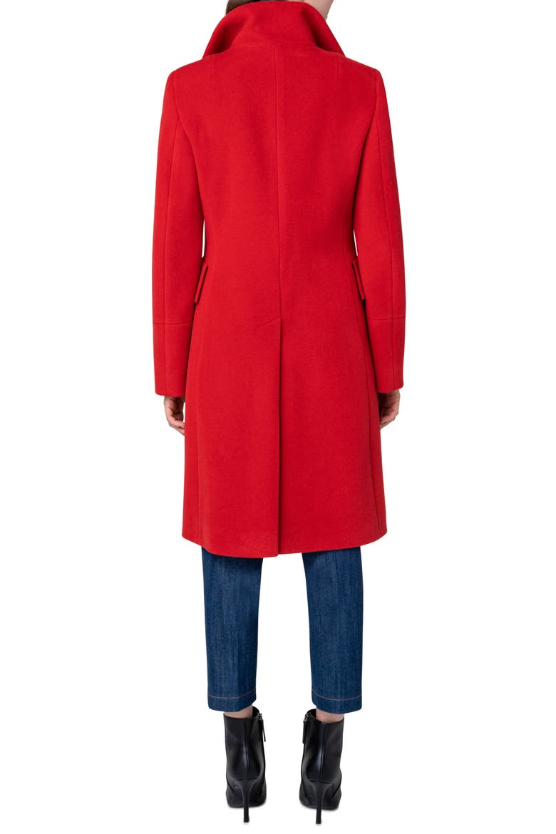 Stand Collar Wool Blend Coat, Alternate, color, RED