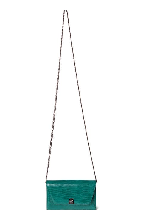 Anouk Lizard Embossed Suede Crossbody Bag
