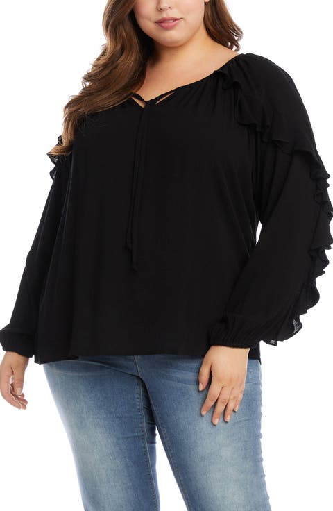 Ruffle Long Sleeve Top (Plus Size)