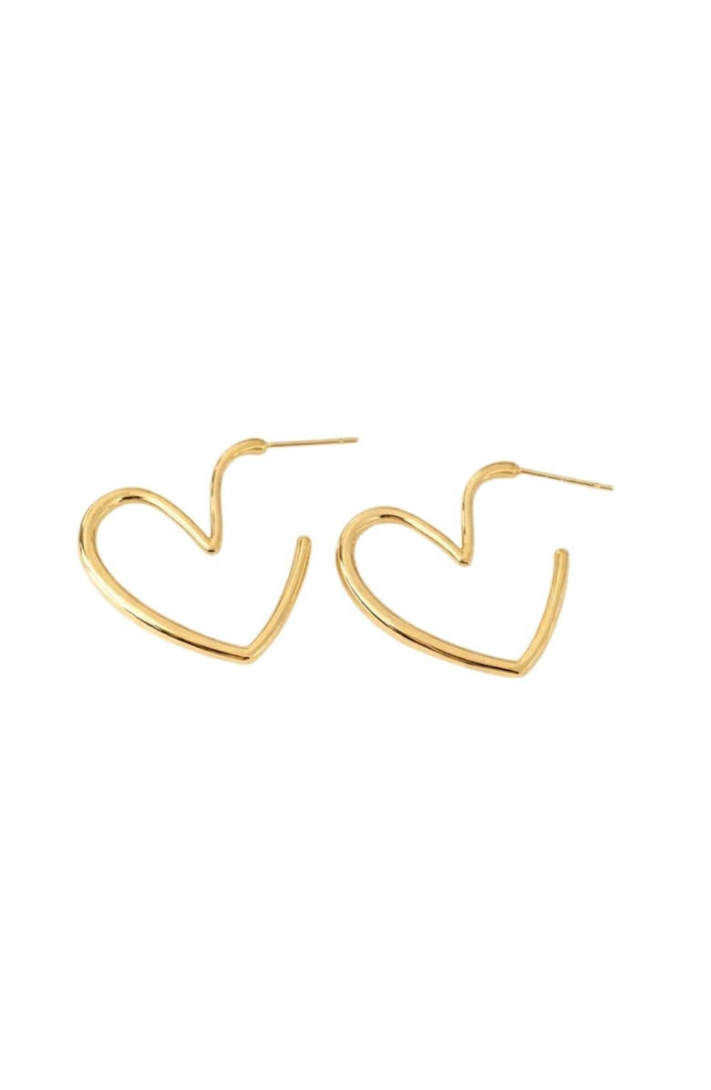 Erin McDermott Jewelry Heart Gold Hoops, Main, color, Gold