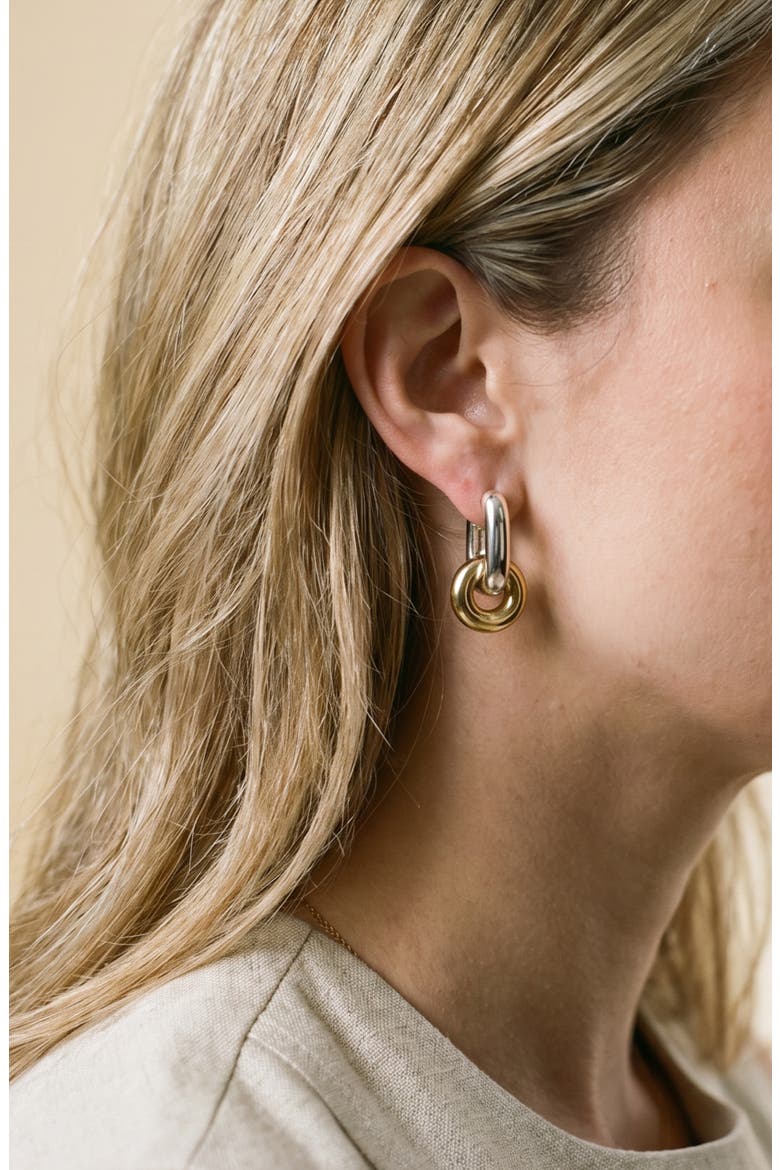 Set of 2 Hoop Earrings, Alternate, color, TWO TONE