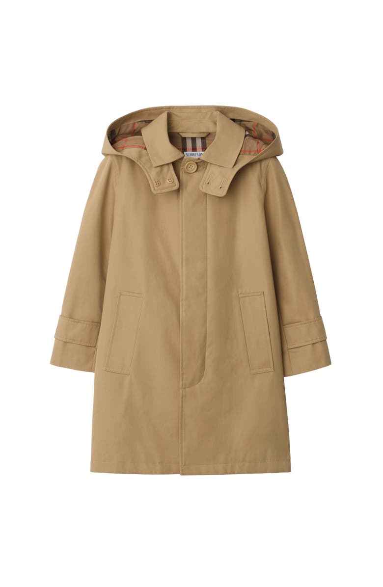 Burberry Cotton Hooded Car Coat, Main, color, Sand Beige