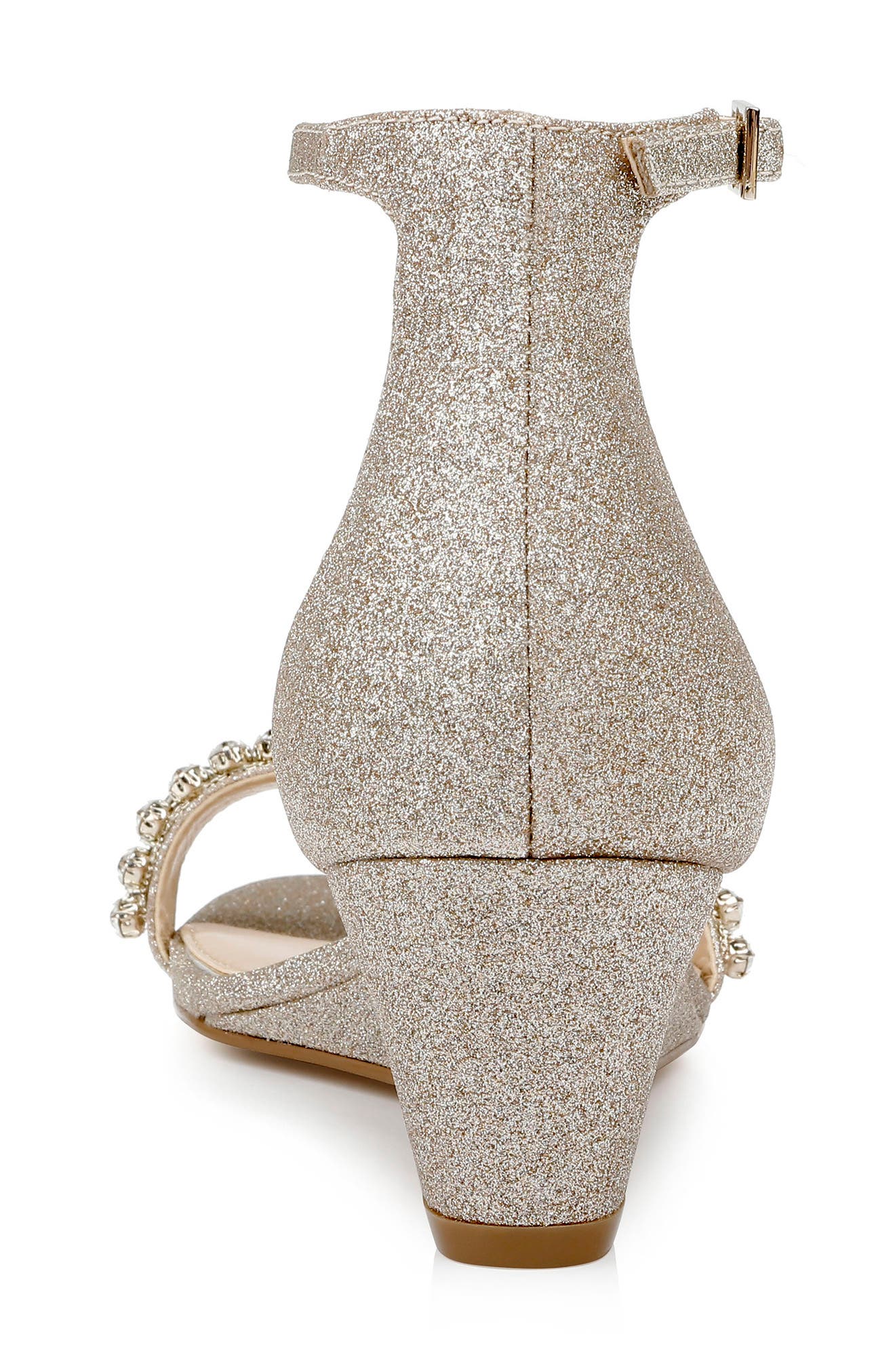 Jewel Badgley Mischka Lora Wedge Sandal, Alternate, color, Gold Glitter