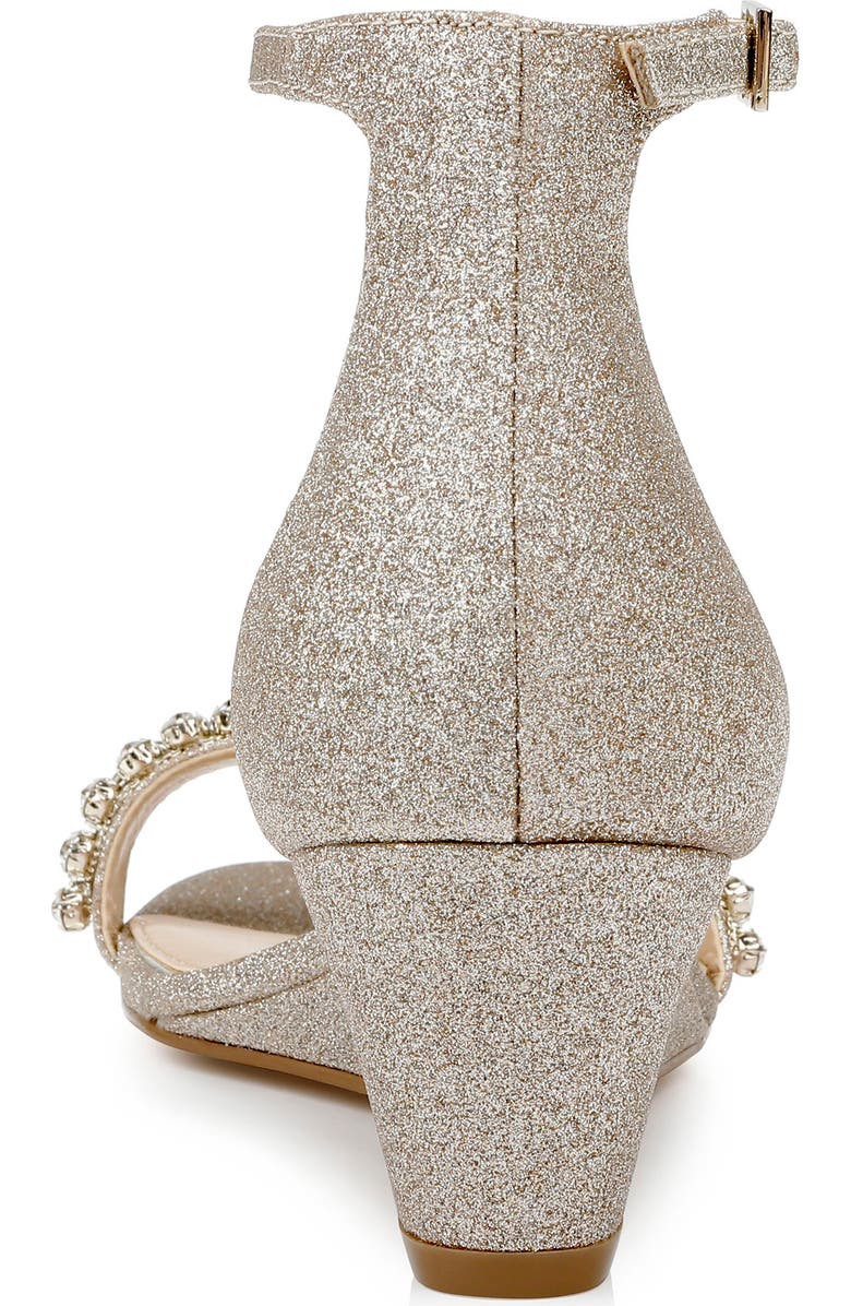 Jewel Badgley Mischka Lora Wedge Sandal, Alternate, color, Gold Glitter