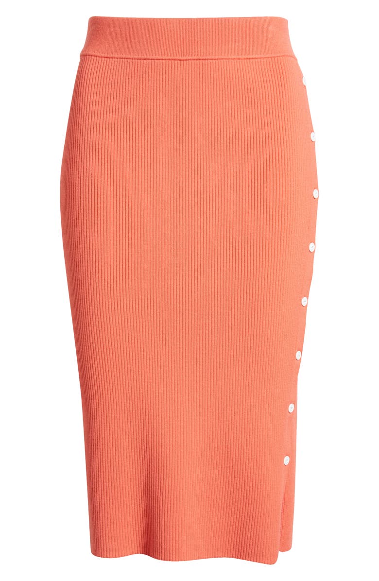 rag & bone Asher Side Button Rib Sweater Skirt, Alternate, color, Coral