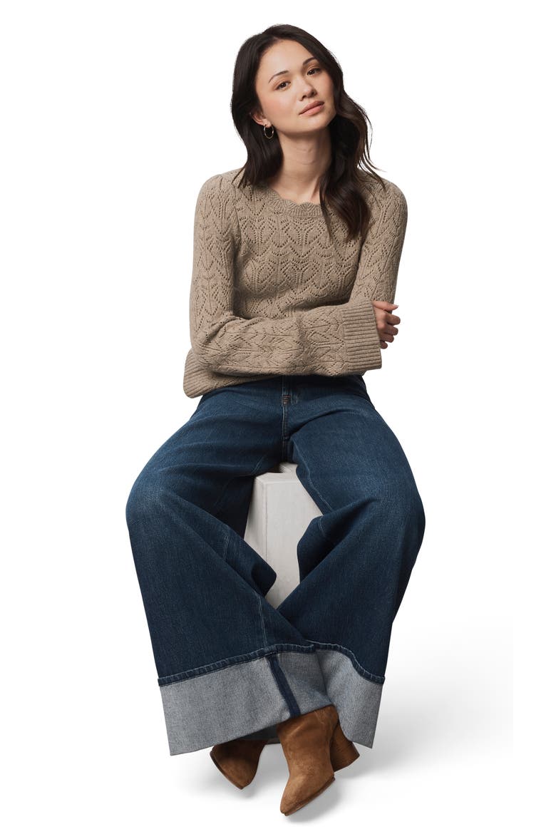 Rose Open Stitch Sweater, Alternate, color, LIGHT CEDAR BEIGE HEATHER