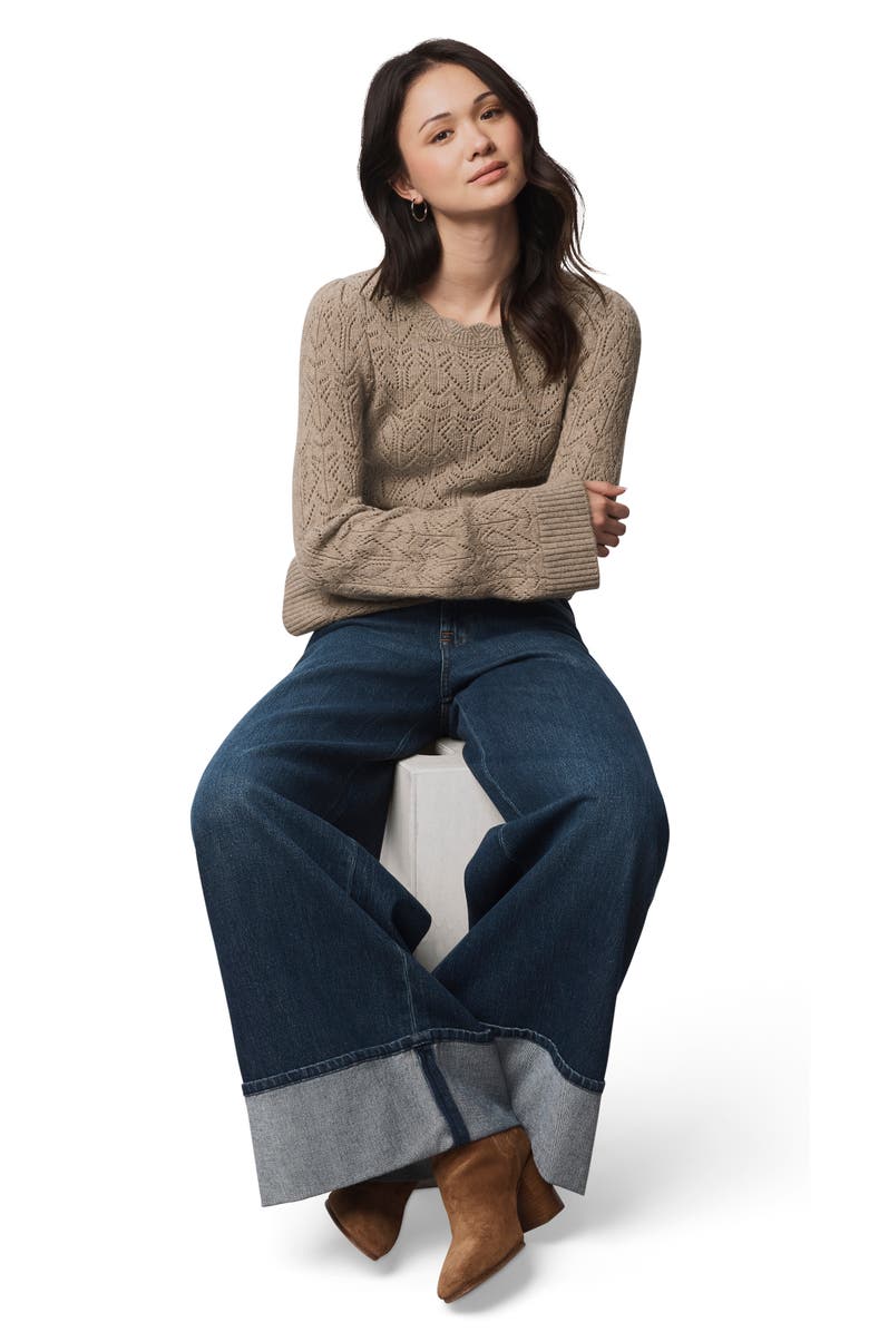 Splendid Rose Open Stitch Sweater, Alternate, color, Light Cedar Beige Heather