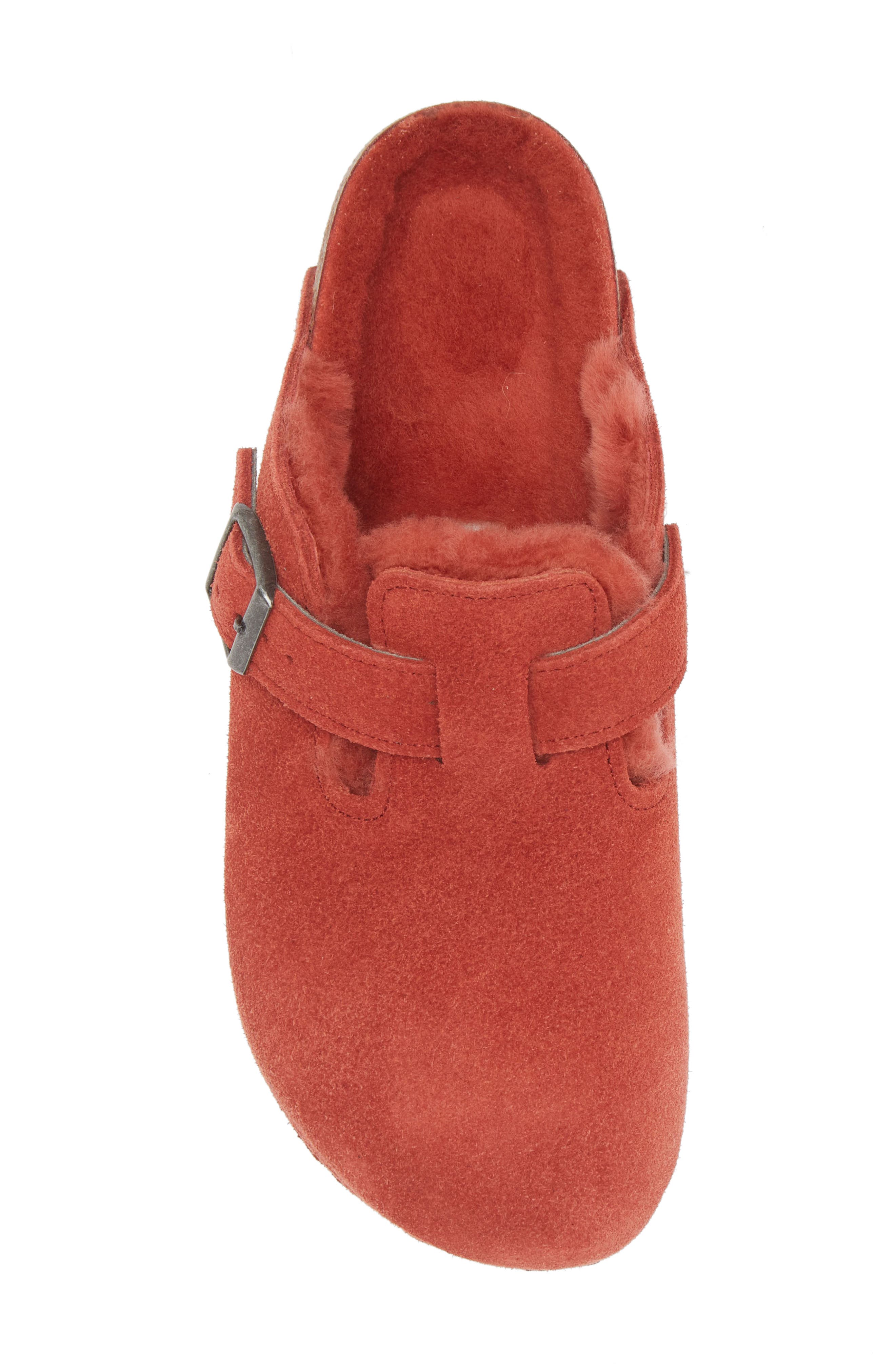 Birkenstock Boston Genuine Shearling Lined Clog, Alternate, color, Sienna Red/ Sienna Red