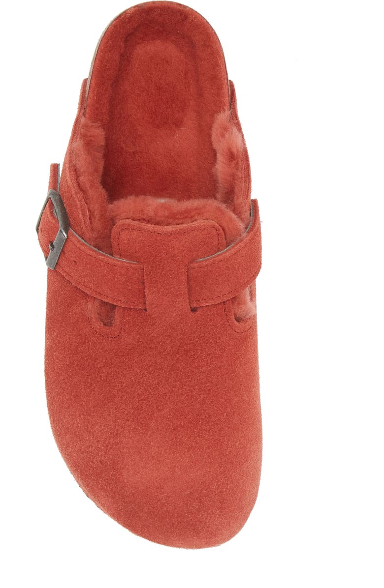 Birkenstock Boston Genuine Shearling Lined Clog, Alternate, color, Sienna Red/ Sienna Red