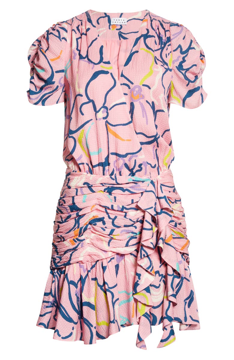 Tanya Taylor Zora Floral Ruffle Silk Dress, Alternate, color, 