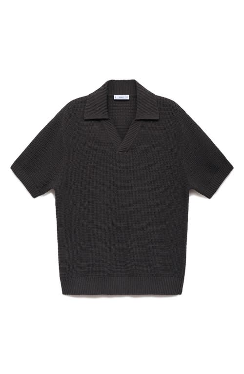 Mango Cotton Blend Polo Sweater In Black