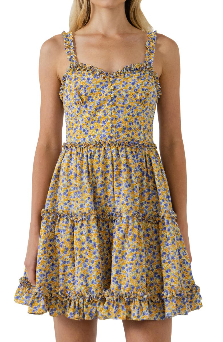 Free the Roses Ruffle Floral Minidress, Alternate, color, 