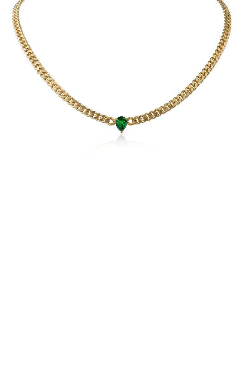 Pear Cubic Zirconia Chain Necklace, Main, color, GOLD PLATED
