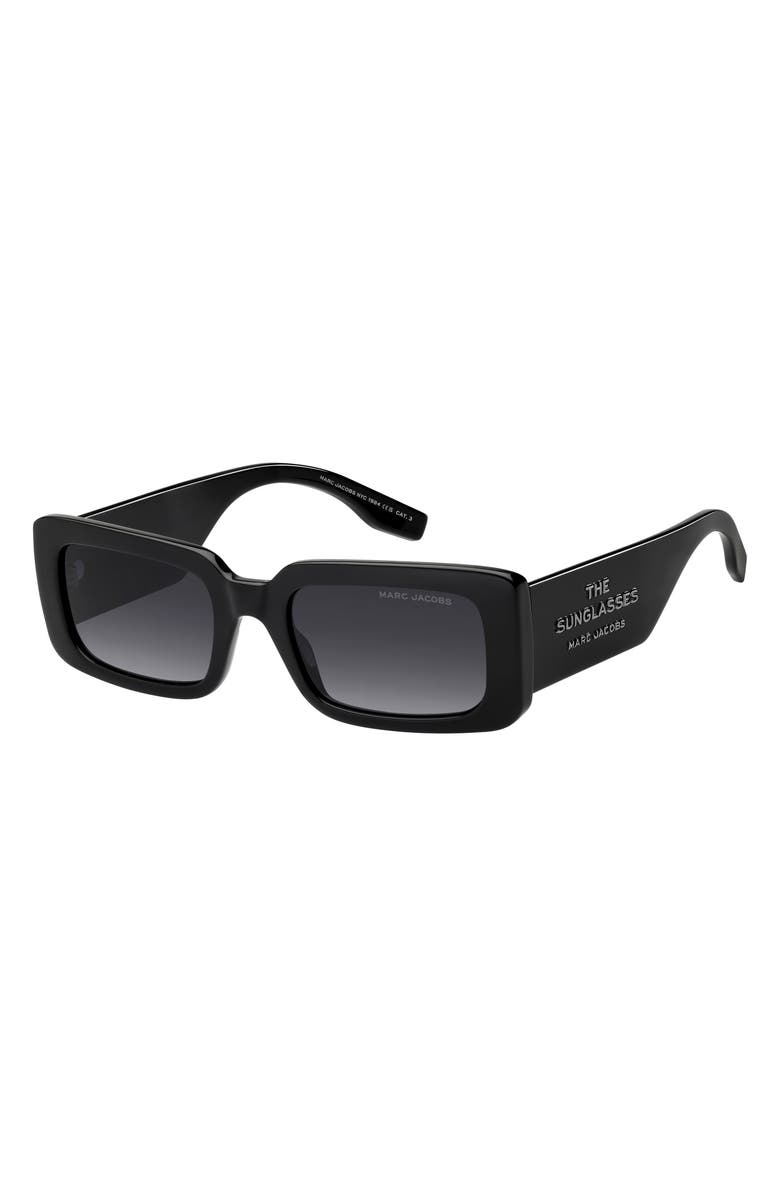 Marc Jacobs 53mm Gradient Rectangular Sunglasses, Alternate, color, Black