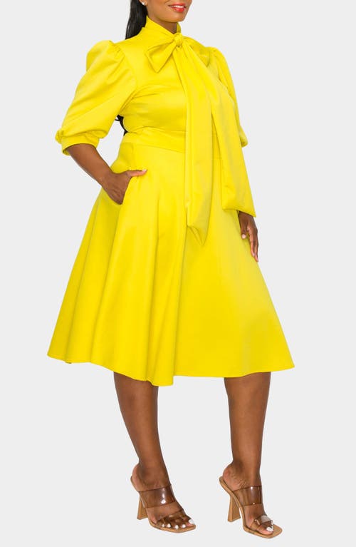L I V D Carina Donna Fit & Flare Midi Dress In Yellow
