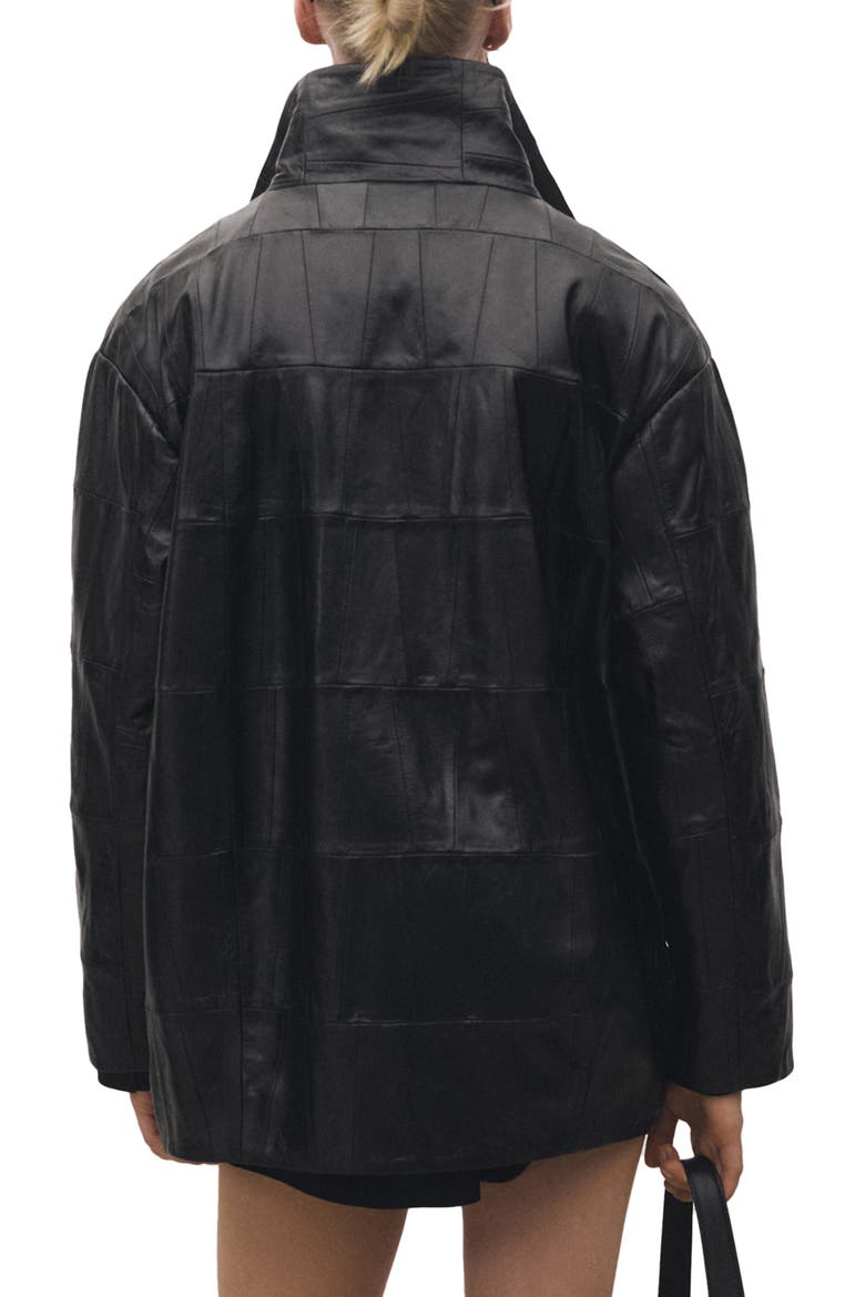 Patchwork Leather Jacket, Alternate, color, BLACK