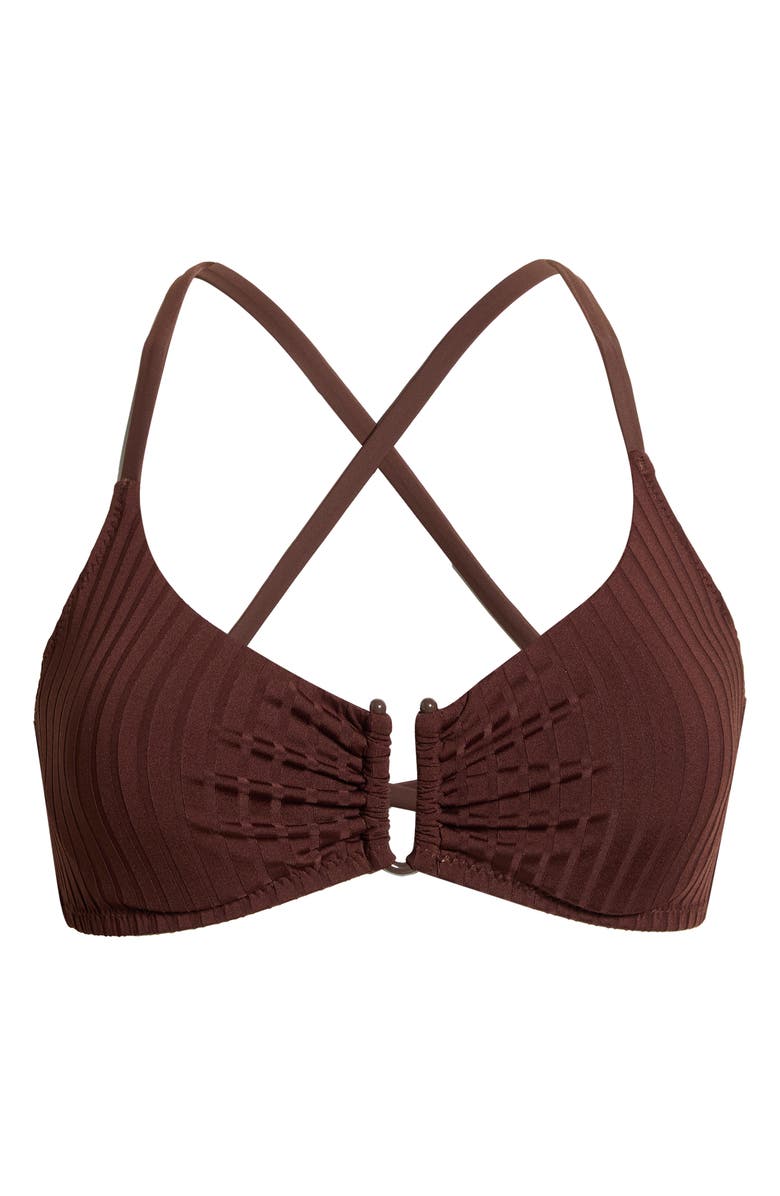 Sanctuary Textured Stripe U-Bar Bikini Top, Main, color, Espresso