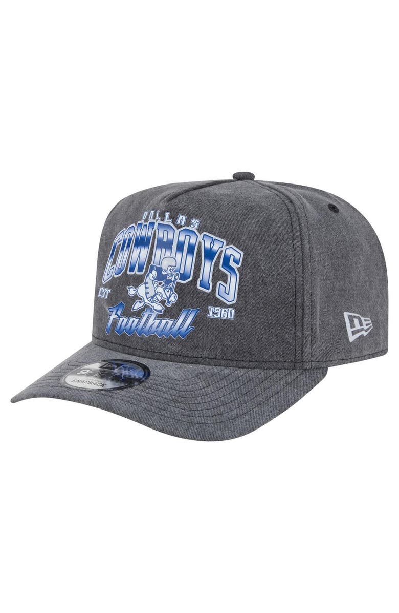 New Era Men's New Era  Black Dallas Cowboys Throwback Washed A-Frame 9FIFTY Snapback Hat, Main, color, 